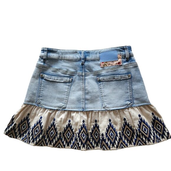 Desigual Flounce patchwork denim mini skirt - Picture 4 of 6